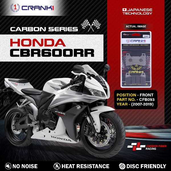 CRANK1 Carbon Brake Pads For Honda CBR 600RR (2007-2019) - Front - CFB093 - 2 Sets