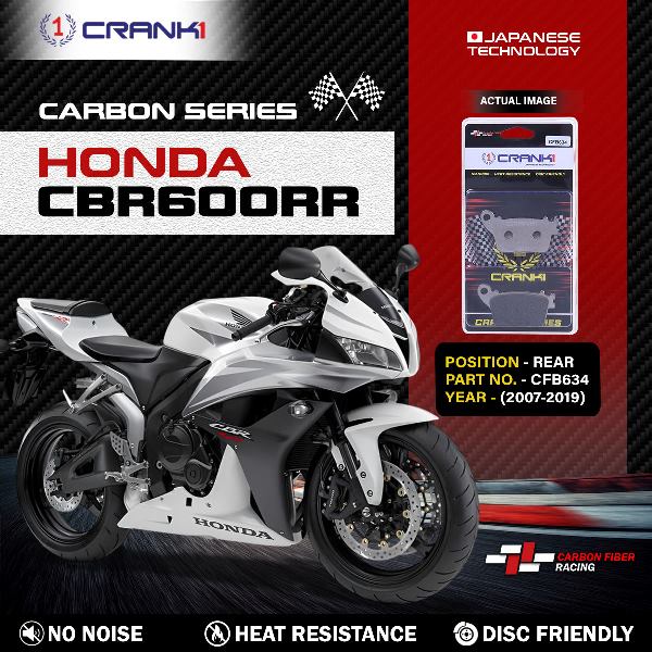 CRANK1 Carbon Brake Pads For Honda CBR 600 RR (2007-2019) - Rear - CFB634