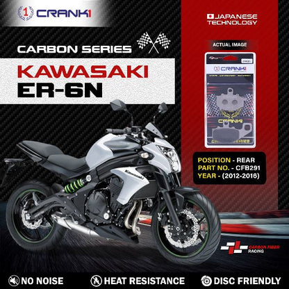 CRANK1 Carbon Brake Pads For Kawasaki ER-6n 2012-2016 - Rear - CFB291