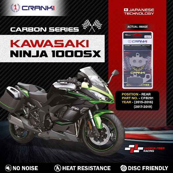 CRANK1 Carbon Brake Pads For Kawasaki Ninja 1000SX (2015-2016) & (2017-2019) - Rear - CFB291