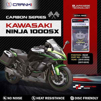CRANK1 Carbon Brake Pads For Kawasaki Ninja 1000SX (2015-2016) & (2017-2019) - Rear - CFB291