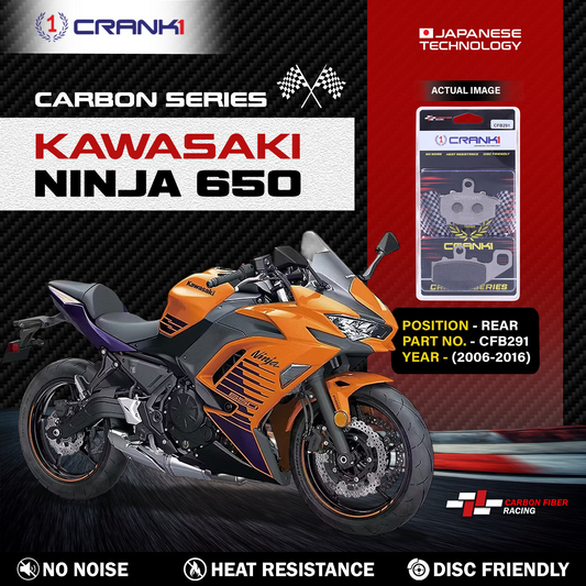 CRANK1 Carbon Brake Pads For Kawasaki Ninja 650 (2006-2016) - Rear - CFB291