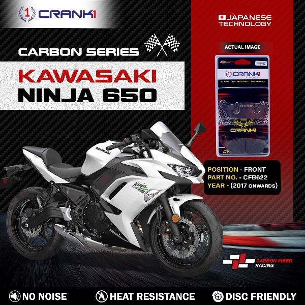 CRANK1 Carbon Brake Pads For Kawasaki Ninja 650 (2017 Onwards) - Front - CFB622 - 2 Sets