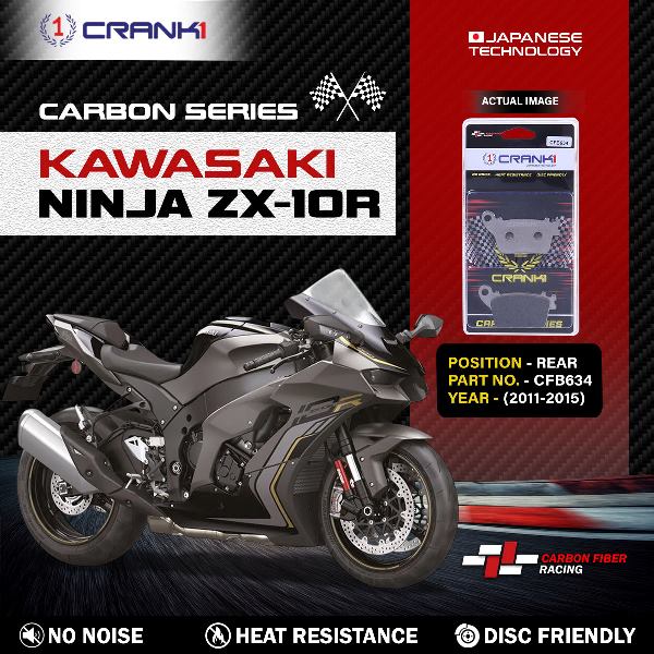 CRANK1 Carbon Brake Pads For Kawasaki Ninja ZX-10R (2011-2015) - Rear - CFB634