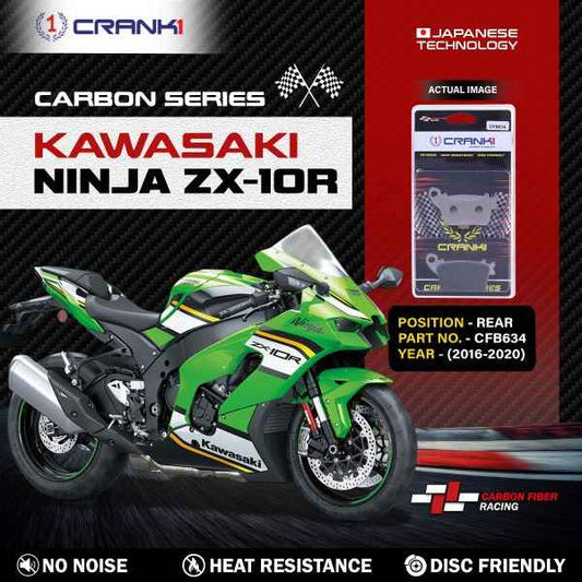 CRANK1 Carbon Brake Pads For Kawasaki Ninja ZX-10R (2016-2020)- Rear - CFB634