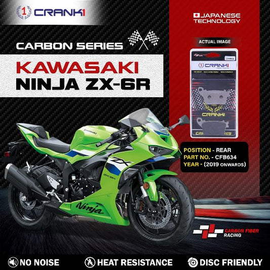 CRANK1 Carbon Brake Pads For Kawasaki Ninja ZX-6R (2019 Onwards) - Rear - CFB634