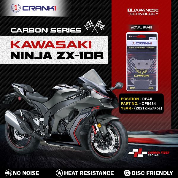 CRANK1 Carbon Brake Pads For Kawasaki ZX 10R (2021 Onwards) - Rear - CFB634