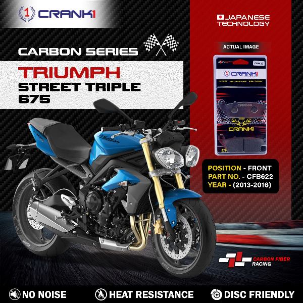 CRANK1 Carbon Brake Pads For Triumph Street Triple 675 2013-2016- Front - CFB622 - 2 Sets