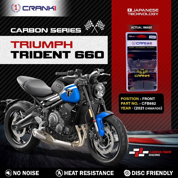 CRANK1 Carbon Brake Pads For Triumph Trident 660 2021 Onwards- Front - CFB622 - 2 Sets