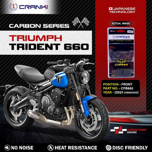 CRANK1 Carbon Brake Pads For Triumph Trident 660 2021 Onwards- Front - CFB622 - 2 Sets
