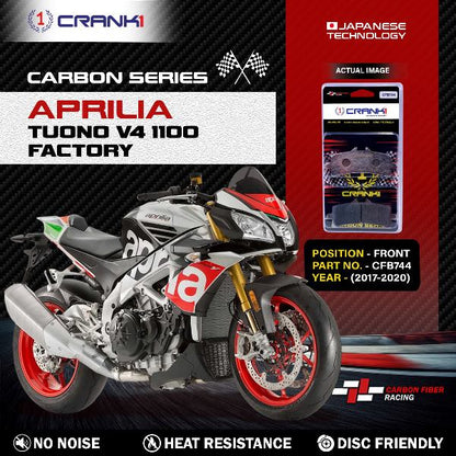 CRANK1 Carbon Brake Pads Front Aprilia Tuono V4 1100 Factory 2017-2020 - CFB744 (2 Sets Required)