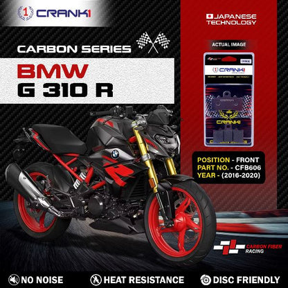 CRANK1 Carbon Brake Pads Front BMW G 310 R 2016-2020 Onwards - CFB606