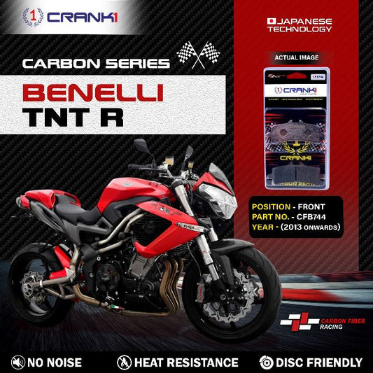 CRANK1 Carbon Brake Pads Front Benelli TNT R 2013 Onwards - CFB744 (2 Sets Required)