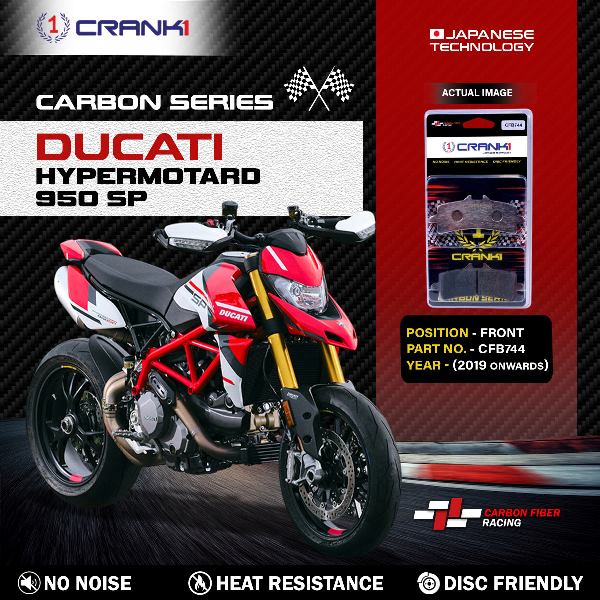 CRANK1 Carbon Brake Pads Front Ducati Hypermotard 950  SP 2019 Onwards - CFB744 (2 Sets Required)