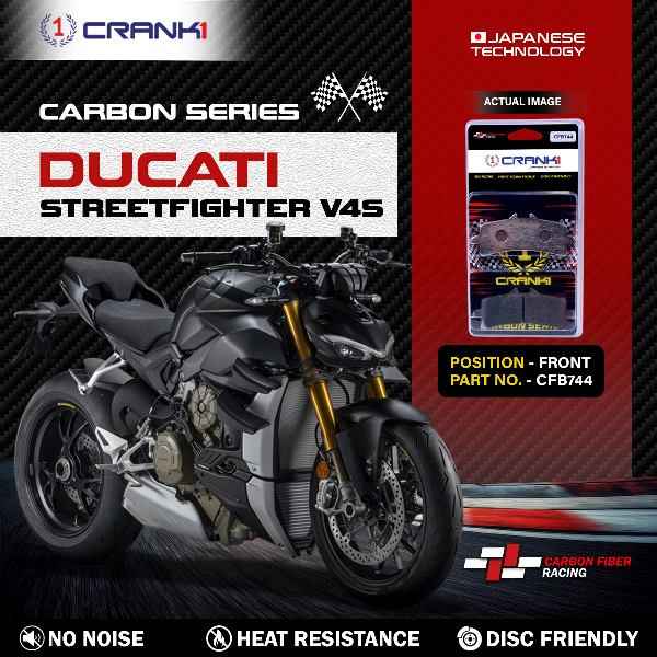 CRANK1 Carbon Brake Pads Front Ducati Streetfighter V4S- CFB744 (2 Set)
