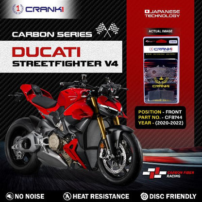 CRANK1 Carbon Brake Pads Front Ducati Streetfighter V4 2020-2022 - CFB744 (2 Sets Required)