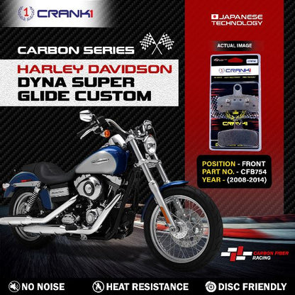 CRANK1 Carbon Brake Pads Front Harley Davidson Dyna Super Glide Custom (2008-2014)  – (CFB754)