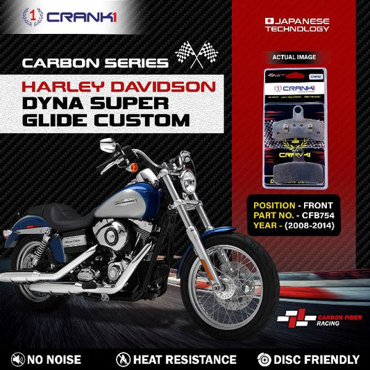 CRANK1 Carbon Brake Pads Front Harley Davidson Dyna Super Glide Custom (2008-2014)  – (CFB754)