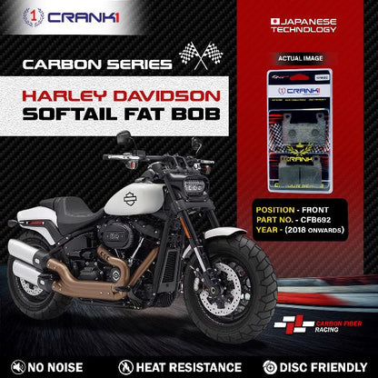 CRANK1 Carbon Brake Pads Front Harley Davidson Softail Fat Bob 2018 Onwards – CFB692 (2 Sets Required)