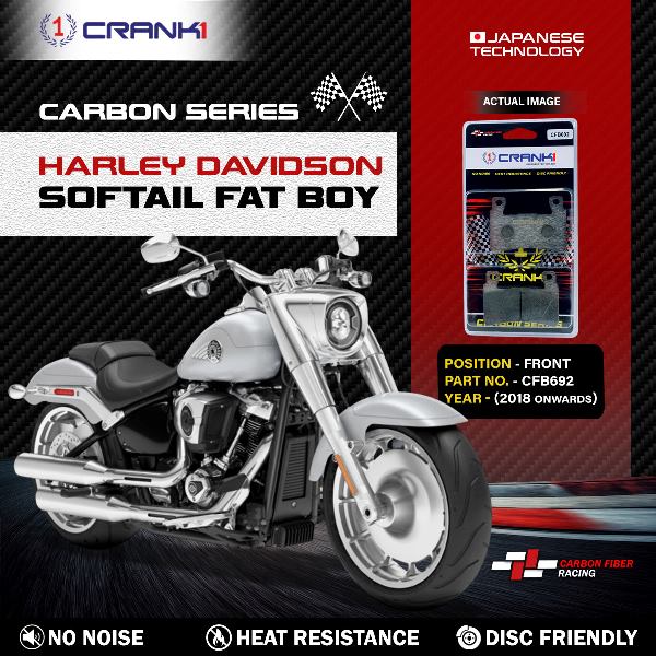 CRANK1 Carbon Brake Pads Front Harley Davidson Softail Fat Boy 2018 Onwards – CFB692