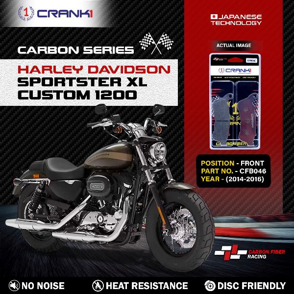 CRANK1 Carbon Brake Pads Front Harley Davidson Sportster XL Custom 1200 2014-2016 - CFB046