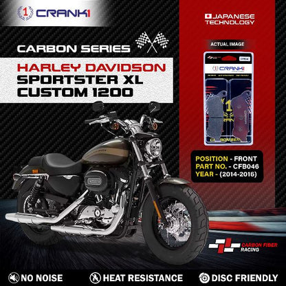CRANK1 Carbon Brake Pads Front Harley Davidson Sportster XL Custom 1200 2014-2016 - CFB046