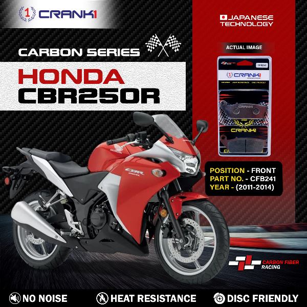 CRANK1 Carbon Brake Pads Front Honda CBR 250R 2011-2014 - CFB241