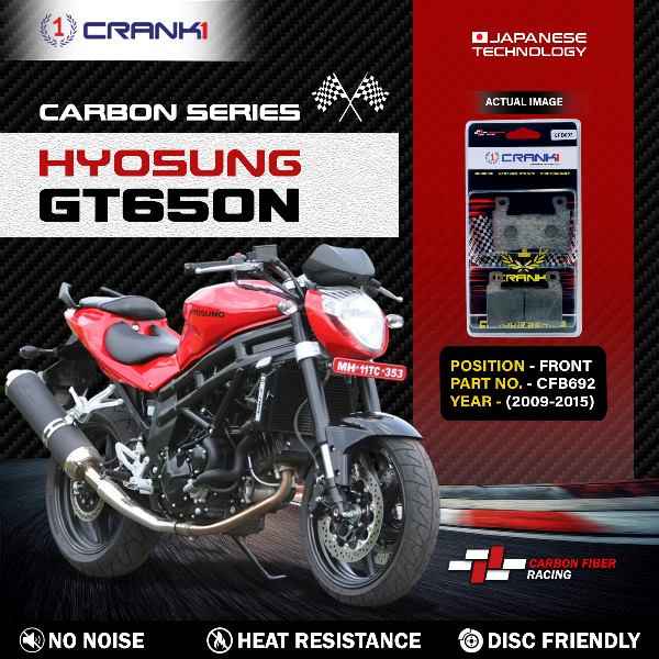 CRANK1 Carbon Brake Pads Front Hyosung GT650R (2009-2015) – CFB692 (2 Sets Required)