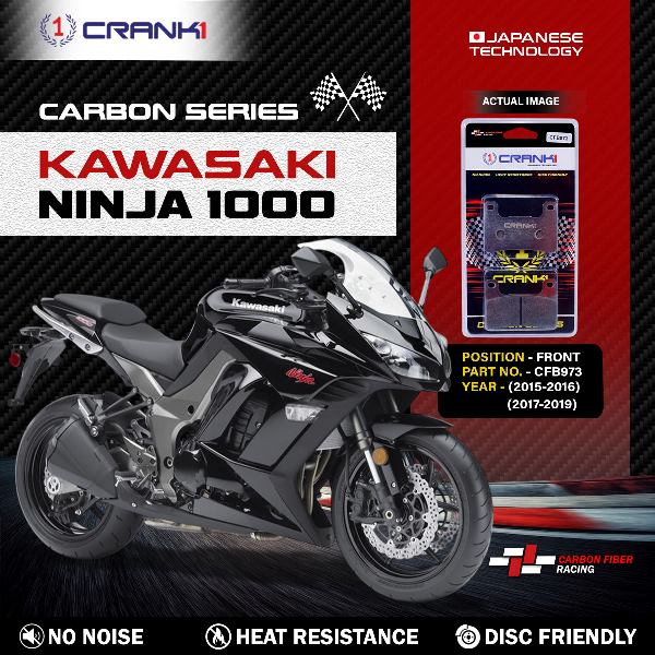CRANK1 Carbon Brake Pads Front Kawasaki Ninja 1000 (2015-2016) & (2017-2019– CFB973 (2sets Required)
