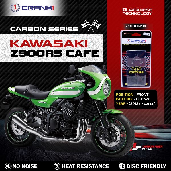 CRANK1 Carbon Brake Pads Front Kawasaki Z900 Café 2018 Onwards – CFB743 (2 Sets Required)