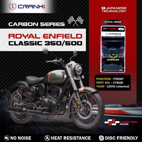 CRANK1 Carbon Brake Pads Front Royal Enfield Classic 350500 (2016 Onwards) - CFB181