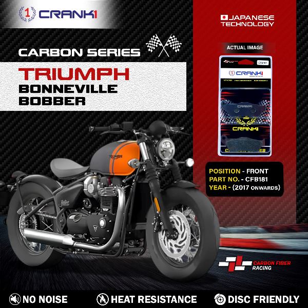 CRANK1 Carbon Brake Pads Front Triumph Bonneville Bobber (2017 Onwards) - CFB181 Required 2 Sets