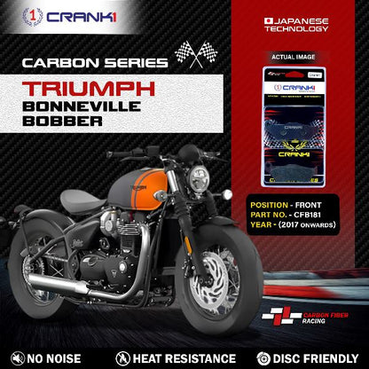 CRANK1 Carbon Brake Pads Front Triumph Bonneville Bobber (2017 Onwards) - CFB181 Required 2 Sets