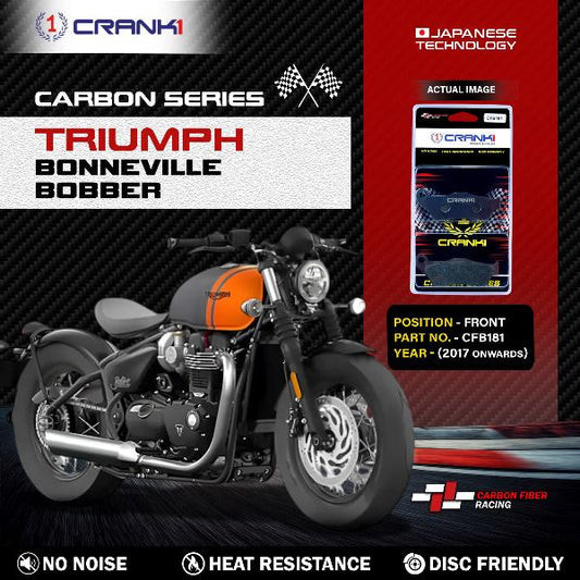 CRANK1 Carbon Brake Pads Front Triumph Bonneville Bobber (2017 Onwards) - CFB181 Required 2 Sets