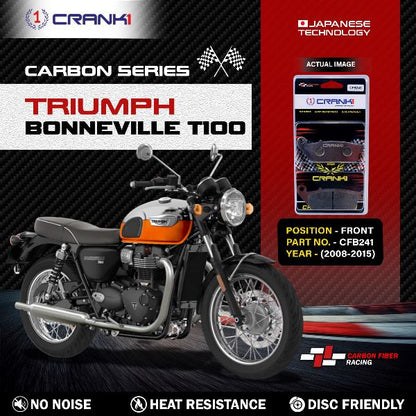 CRANK1 Carbon Brake Pads Front Triumph Bonneville T100 (2008-2015) - CFB241(2 Sets Required)