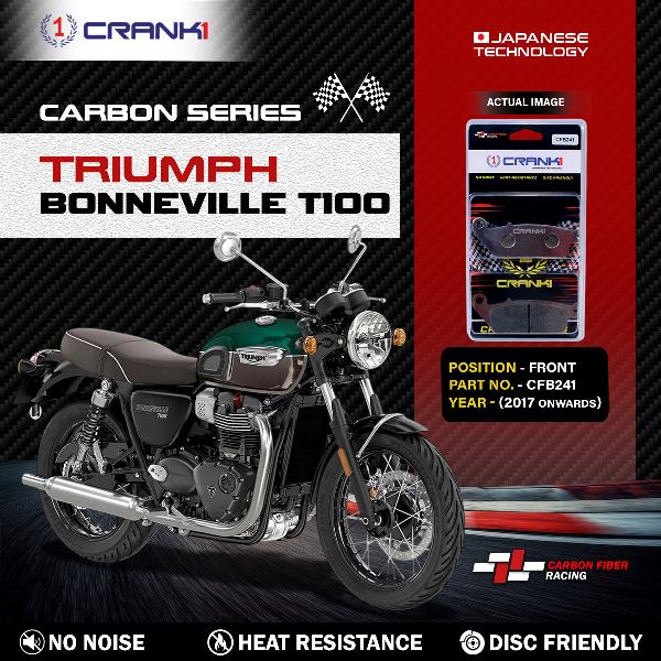 CRANK1 Carbon Brake Pads Front Triumph Bonneville T100 (2017 Onwards)  - CFB241