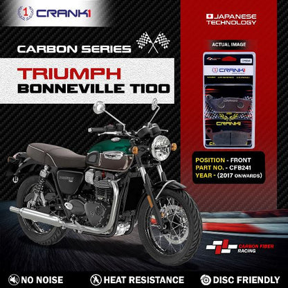 CRANK1 Carbon Brake Pads Front Triumph Bonneville T100 (2017 Onwards)  - CFB241