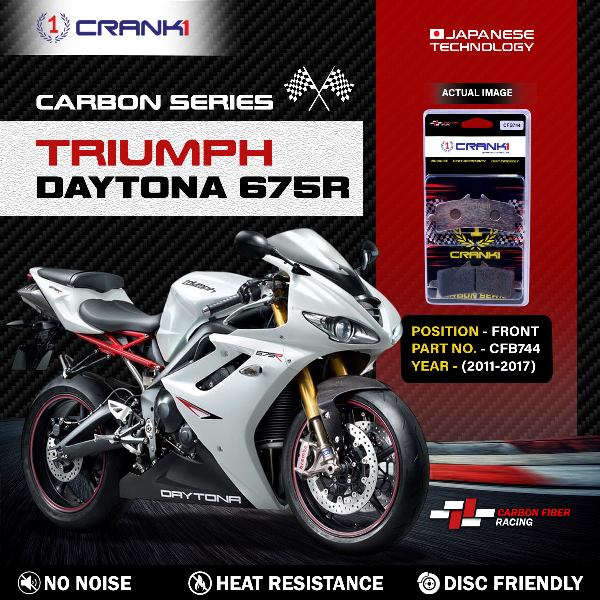 CRANK1 Carbon Brake Pads Front Triumph Daytona 675R 2011-2017 - CFB744 (2 Sets Required)