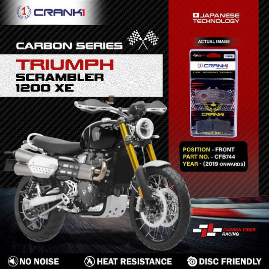 CRANK1 Carbon Brake Pads Front Triumph Scrambler 1200 XE 2019 Onwards - CFB744 (2 Sets Required)