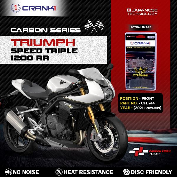 CRANK1 Carbon Brake Pads Front Triumph Speed Triple 1200 RR (2021 Onwards - CFB744 (2 Sets Required)