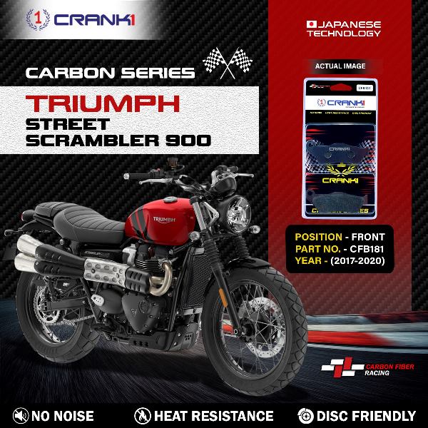 CRANK1 Carbon Brake Pads Front Triumph Street Scrambler 900 (2017-2020) - CFB181 Required 2 Sets