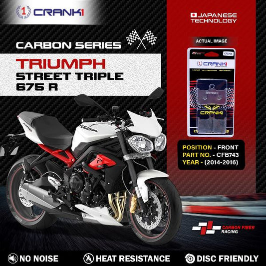 CRANK1 Carbon Brake Pads Front Triumph Street Triple 675 R 2014-2016 – CFB743 (2 Sets Required)