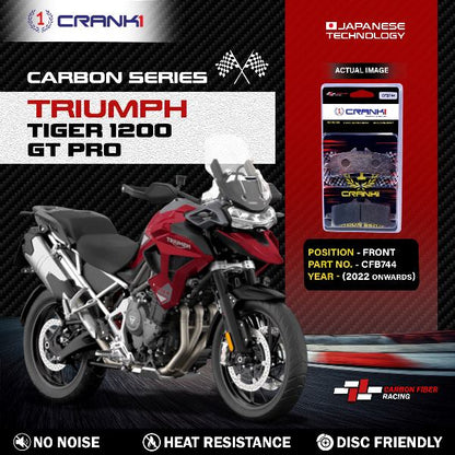 CRANK1 Carbon Brake Pads Front Triumph Tiger 1200 GT Pro 2022 Onwards - CFB744/2 Sets Required
