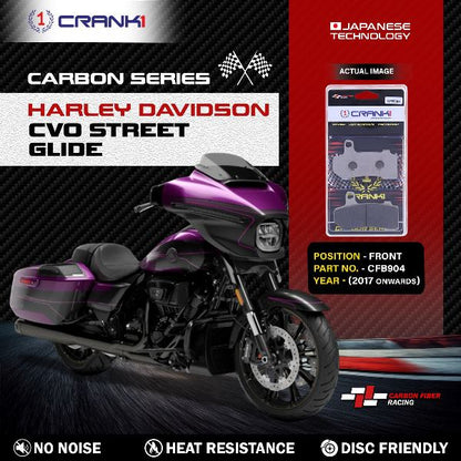 CRANK1 Carbon Brake Pads Front for Harley Davidson CVO Street Glide ( 2017 Onwards ) - CFB904 - (2 Sets )