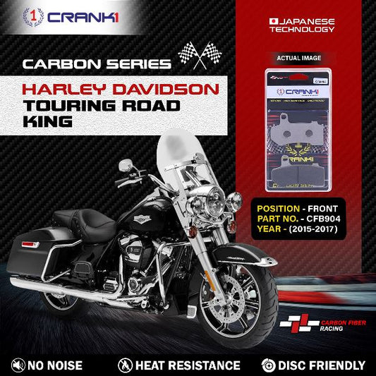 CRANK1 Carbon Brake Pads Front for Harley Davidson Touring Road King ( 2015 - 2017 ) - CFB904 - (2 Sets )
