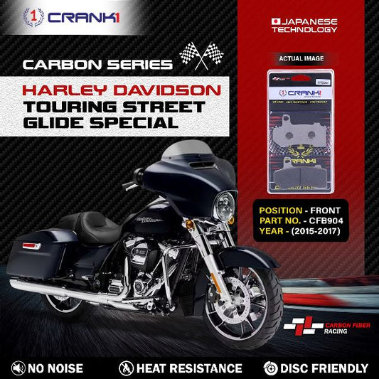 CRANK1 Carbon Brake Pads Front for Harley Davidson Touring Street Glide Special ( 2015 - 2017 ) - CFB904 - (2 Sets )