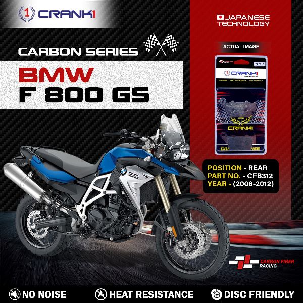 CRANK1 Carbon Brake Pads Rear BMW F800 GS (2006-2012)- CFB312