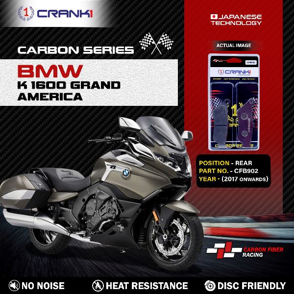 CRANK1 Carbon Brake Pads Rear BMW K1600 B Grand America 2017 Onwards – (CFB902)