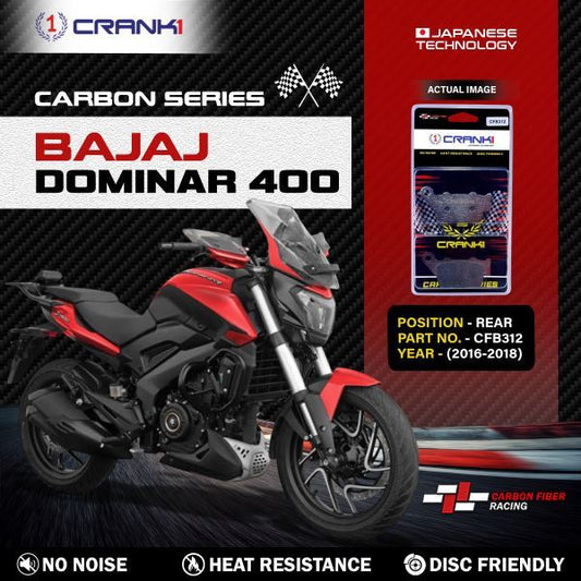 CRANK1 Carbon Brake Pads Rear Bajaj Dominar ( 16-18) - CFB312