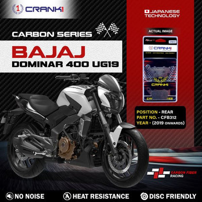 CRANK1 Carbon Brake Pads Rear Bajaj Dominar 400 UG19 (2019 Onwards)- CFB312